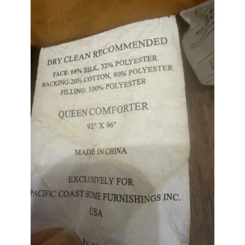 Pacific Coast Queen Silk Comforter, Bed Skirt and Shams